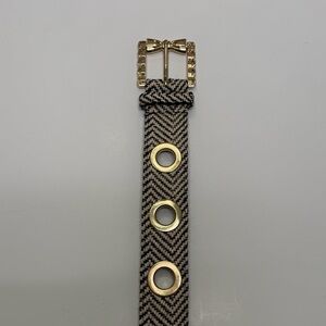 Betsey Johnson Black and Gold Chevron Belt